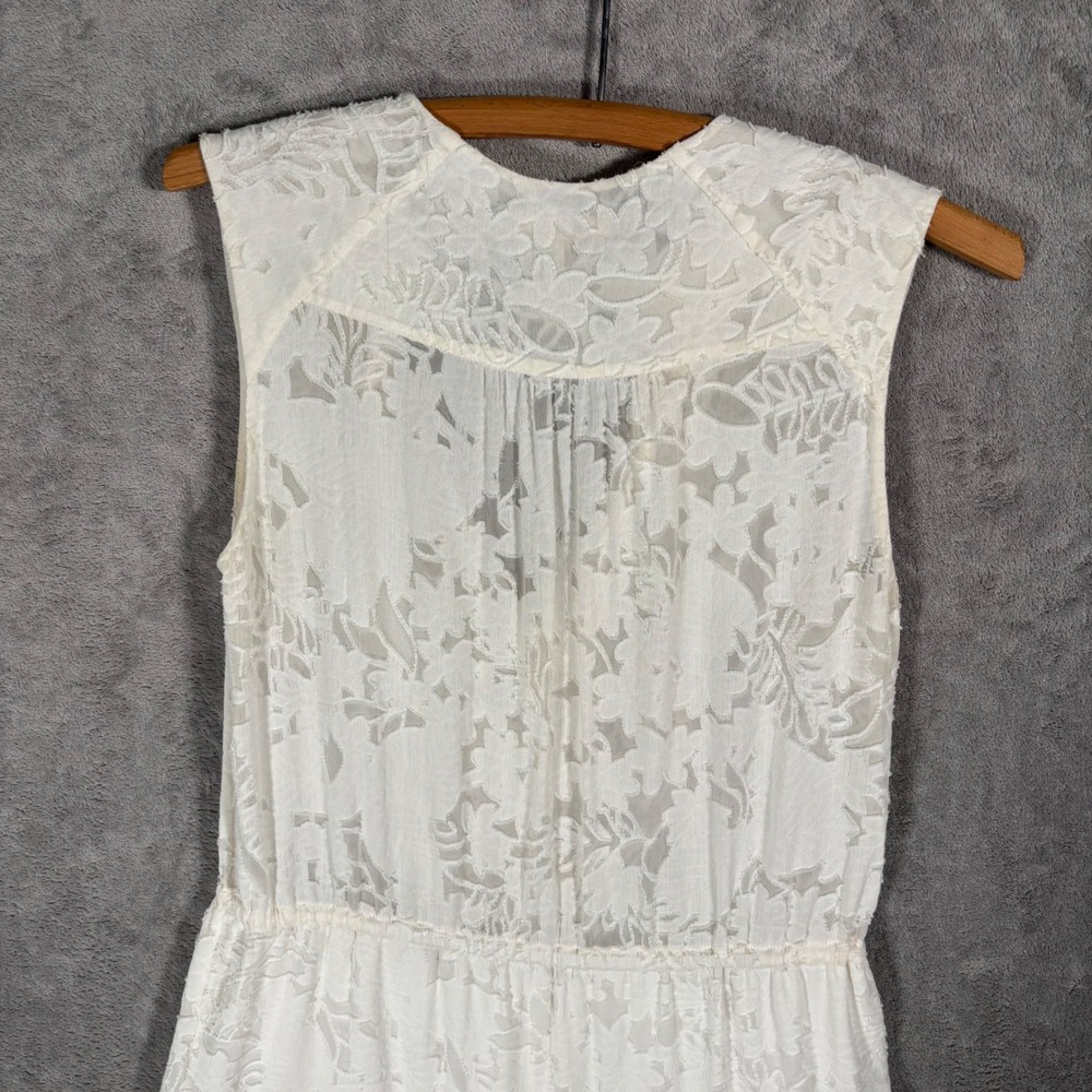 Rebecca Taylor Tiered Mini Dress Size 0 Ivory Floral Burnout Semi Sheer Overlay - Picture 11 of 16
